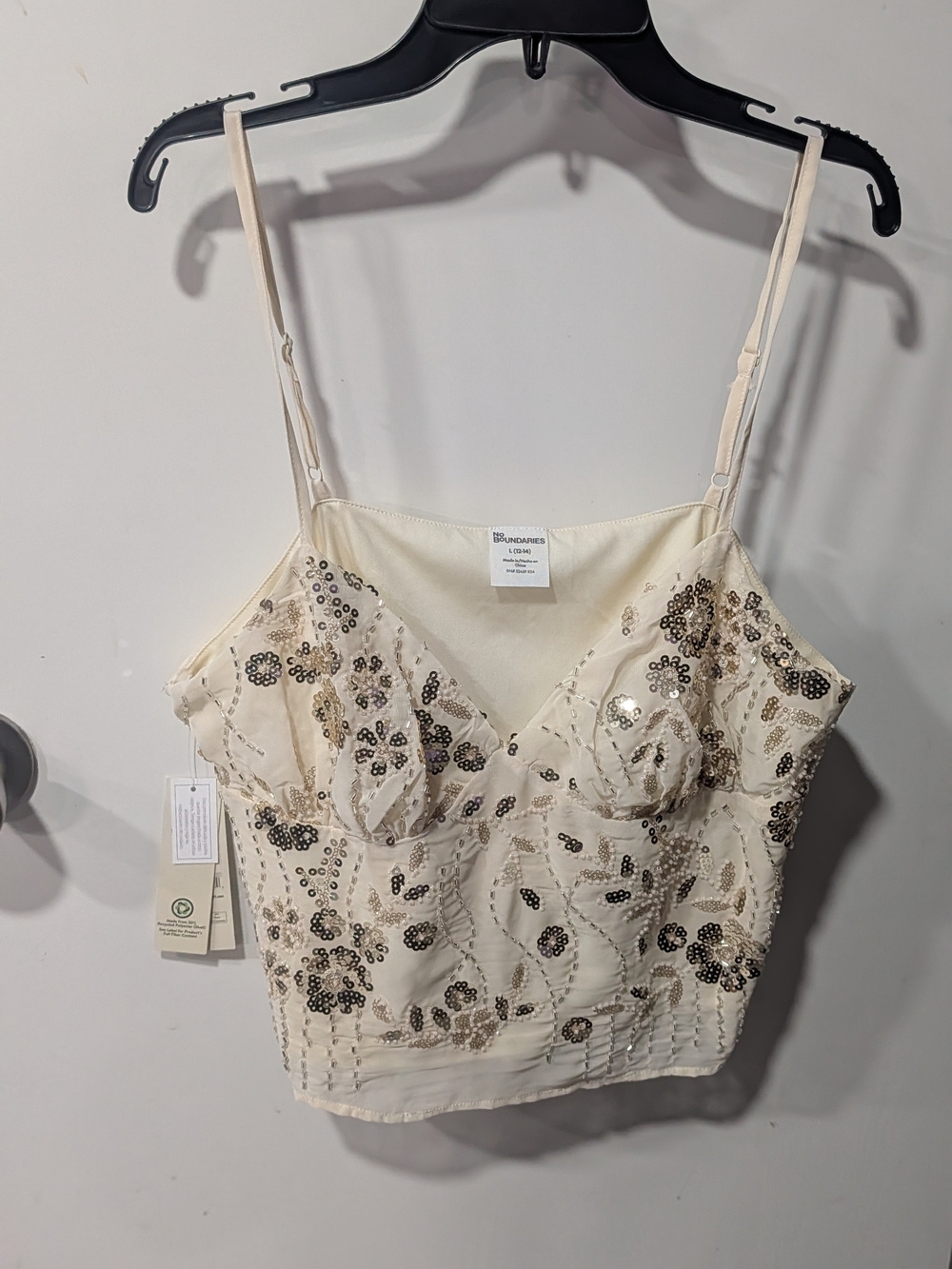 No Boundaries Cream Sequin & Bead Embellished Cami